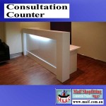White counter on timber floor